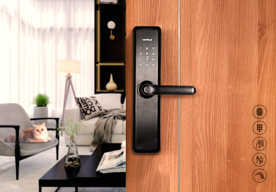 Image showcasing Hafele’s Re-Inspire Digital Locks with it’s features