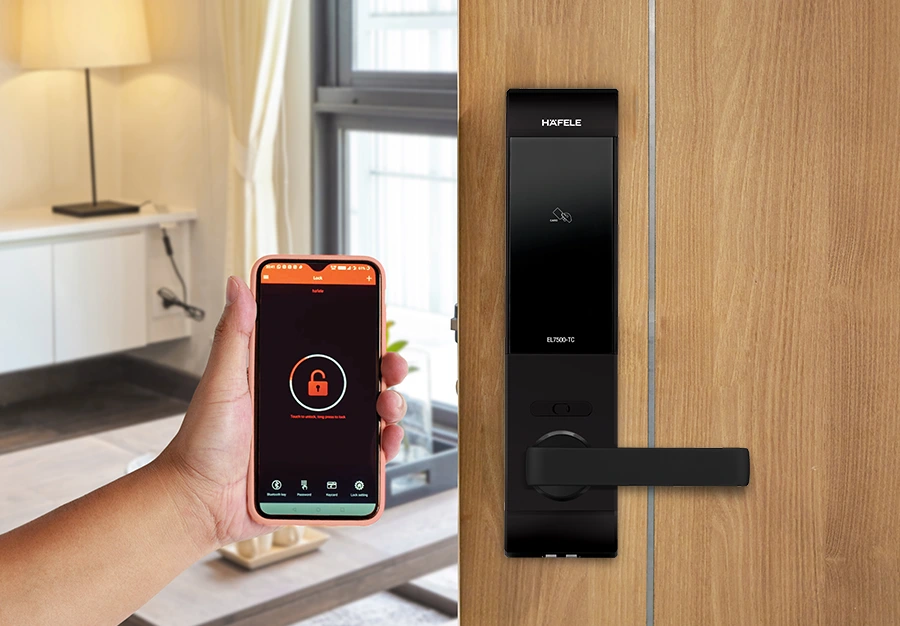 Hafele’s RE-Mote door lock getting unlock with help of smartphone